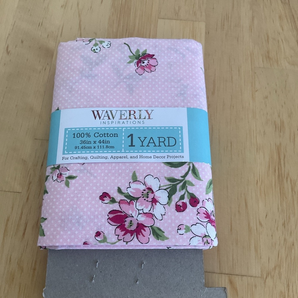 Waverly 1 Yard Pink Floral Carnation 100% Cotton 36in x 44 In New